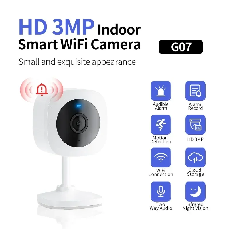 

Wireless WIFI G07 Motion Detection 3MP Motion Detection Sound Alarm Cloud Storage Two-wayaudio Night Vision Camera