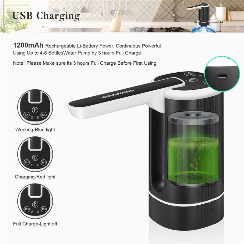 

A61I 5-галонный диспенсер для воды, электрический диспенсер для воды, портативный насос для питьевой воды для бутылки 2-5 галлонов, перезаряжаемый через USB