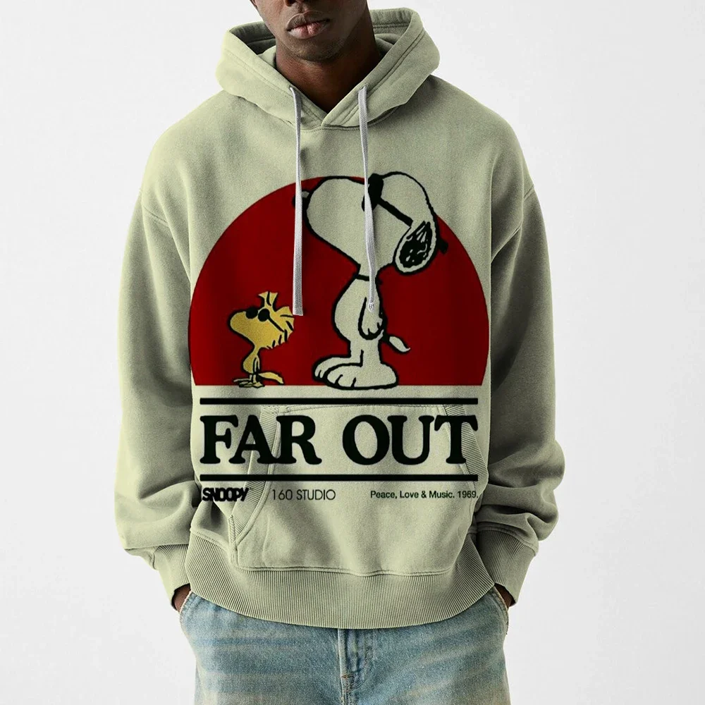 سنوبي طباعة رجل قمصان سويت شيرت بقلنسوة كل موسم اليومية عارضة الرياضة هودي معاطف المنزل في الهواء الطلق الراحة الصالة الرياضية اللياقة البدنية هوديس الأزياء #5