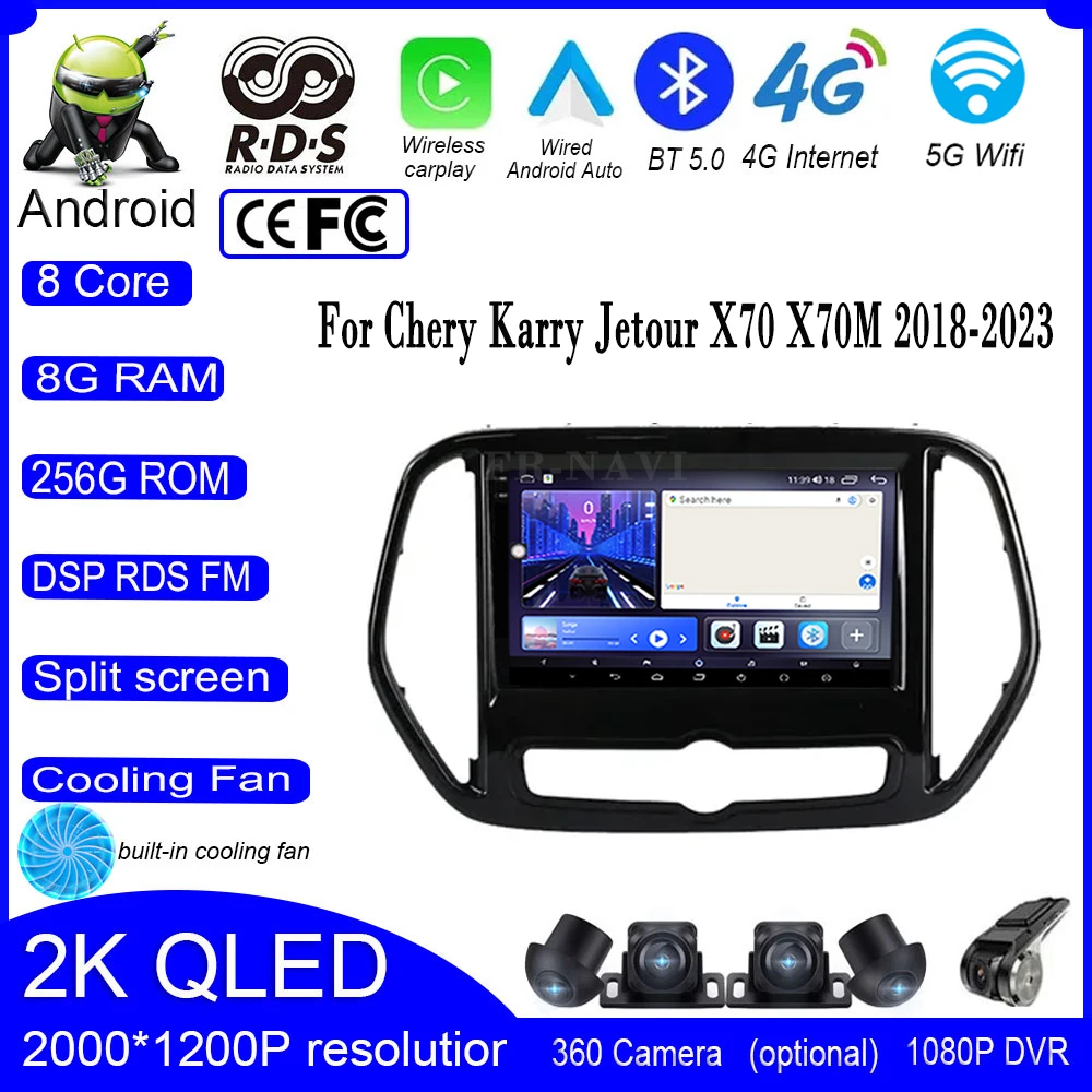 

Android 14 For Chery Karry Jetour X70 X70M 2018-2023 Car Player Car Stereo Multimedia Radio Navigation Carplay player Screen