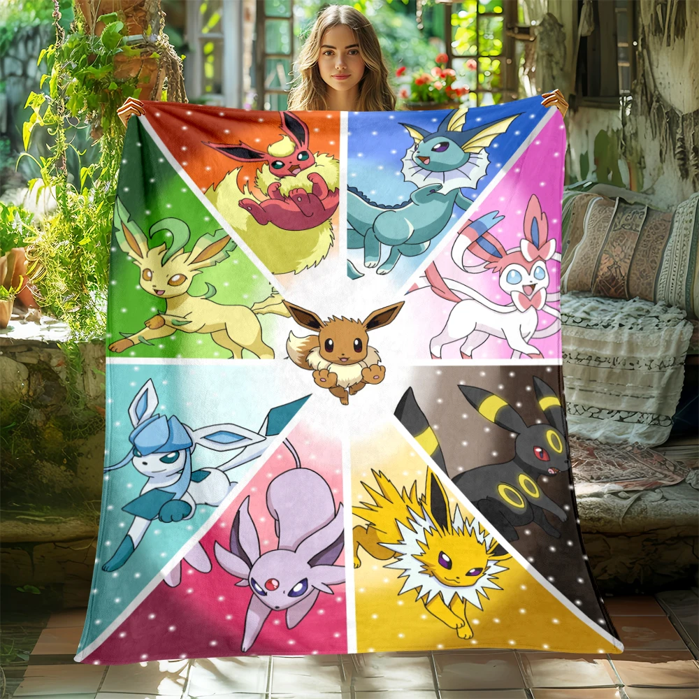 Pokemon Blanket Cute Cartoon HD Flannel Fluffy Throw Camping Blankets for Children Sofa Throw Thin Blanket Modern Fashion Gift