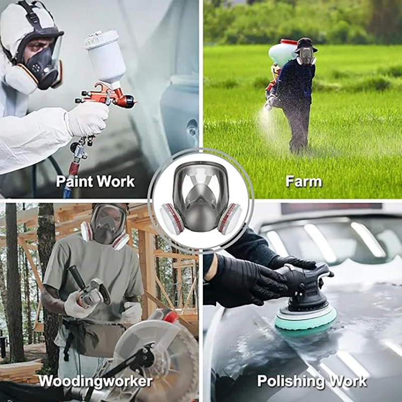 6800 フルフェイス呼吸マスク、2091 ダストフィルター、有機ガス、ペイントスプレー、化学薬品、防塵に広く使用されています。