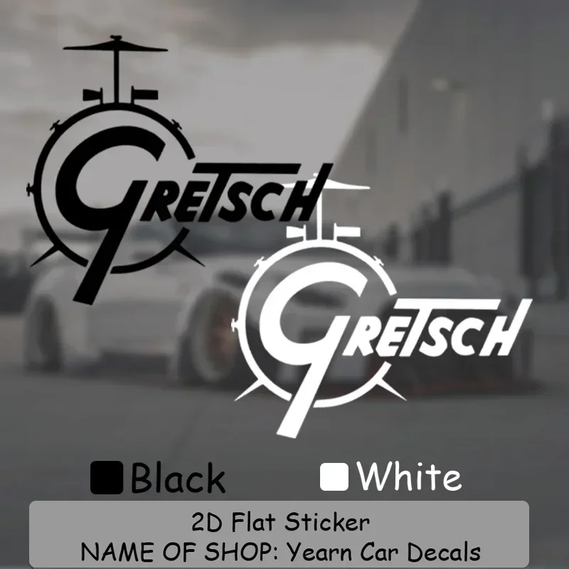 Adesivo de Vinil com Logo Gretsch, Design de Letras para Bateria, Decalque Transparente e Impermeável para Carro e Laptop