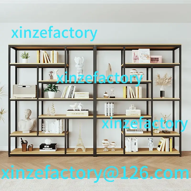 

Customizable wrought iron shelves floor-to-ceiling Nordic light luxury office entrance partition multi-layer display