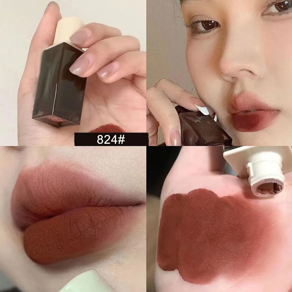 Matte Lip Gloss Brown Lipstick Long Lasting Non-marking Red Sexy Waterproof Liquid Lipsticks Lip Makeup Cosmetics For Women E4H0