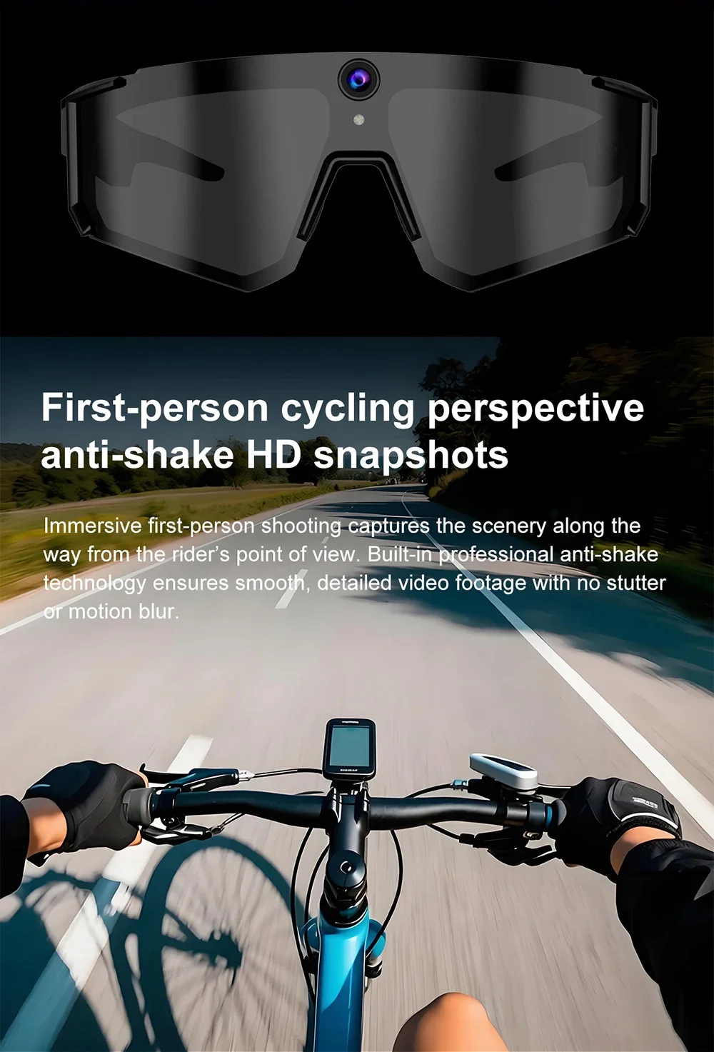 Oneplus AI Smart-Brille 1600W 8K HD Anti-Shake-Kamera Fahrrad-Foto- & Video-Sportsonnenbrille Dual-Mikrofon 32GB Winddichte Schutzbrille 2026 – Detail 5