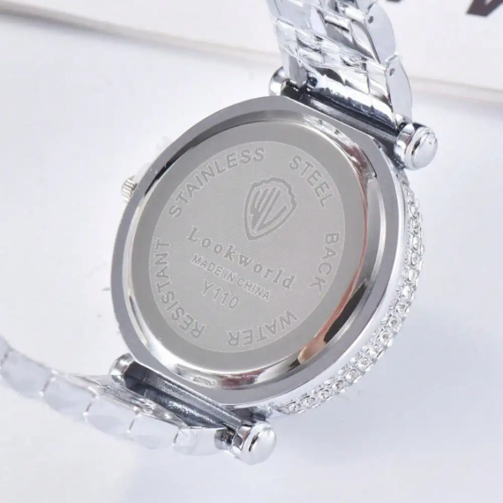 LOOKWORLD Fashion Rhinestone Studded Stainless Steel Rotating Dial Waterproof Quartz Watches, Ideal Choice For Gifts