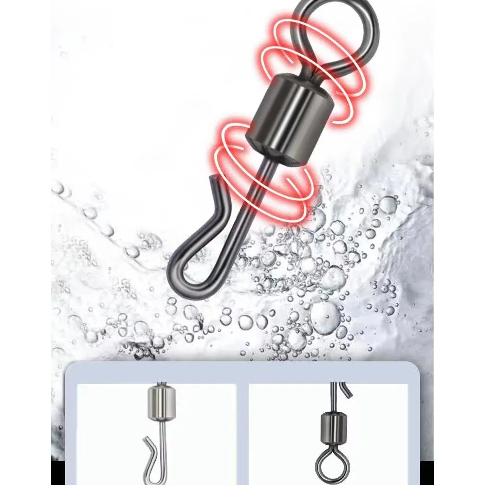 10pcs/lot Stainless Steel Connector Bearing Rolling Swivel7# 8# 10# 12#Hook Lure Connectors Fishing With Hooked Snap accessories