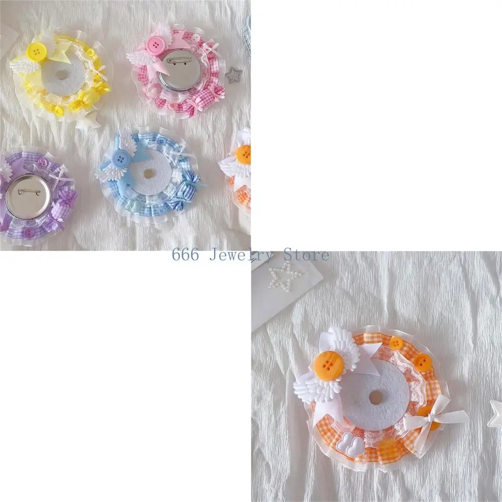 

F2TD Elegant Lace and Candy Designs Button Badge Display Stand for Stylish Outfits