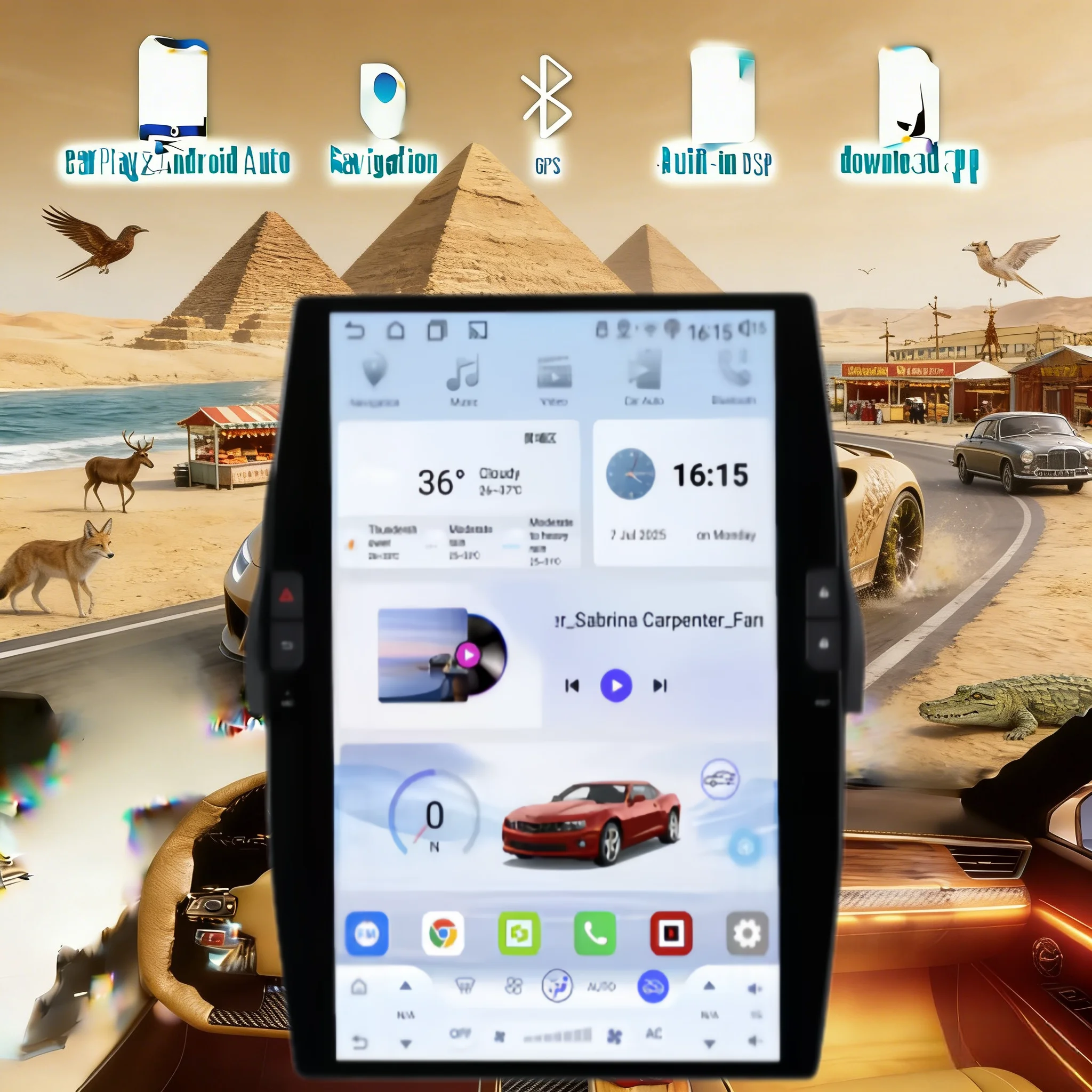 

14,5-дюймовый автомобильный радиоприемник с CarPlay и Android 14 для Chevrolet Camaro 2010-2015, мультимедийный стереоплеер с GPS, головное устройство