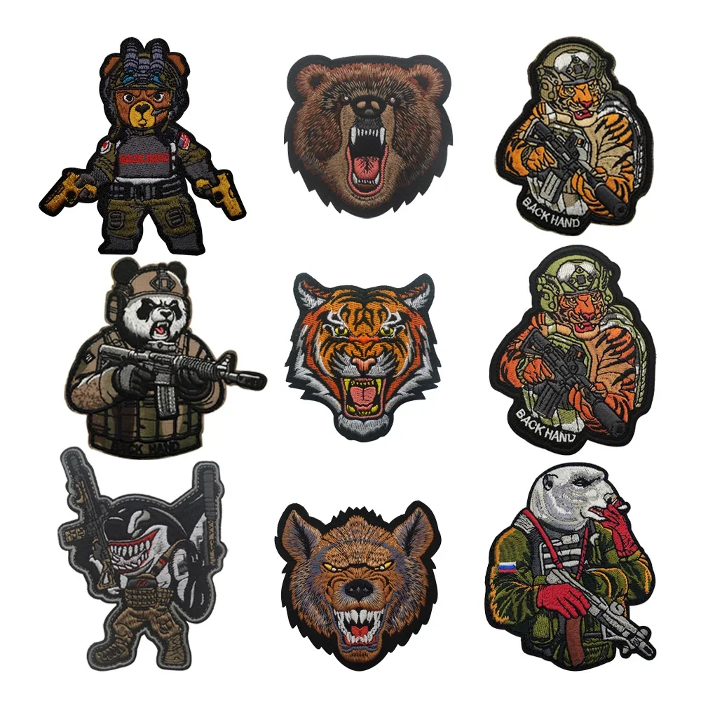 

Outdoor Embroidered Tactical Camo Tiger CP Tiger Military Armband Tactical Bear Backpack with Morale Hook and Loop Patches