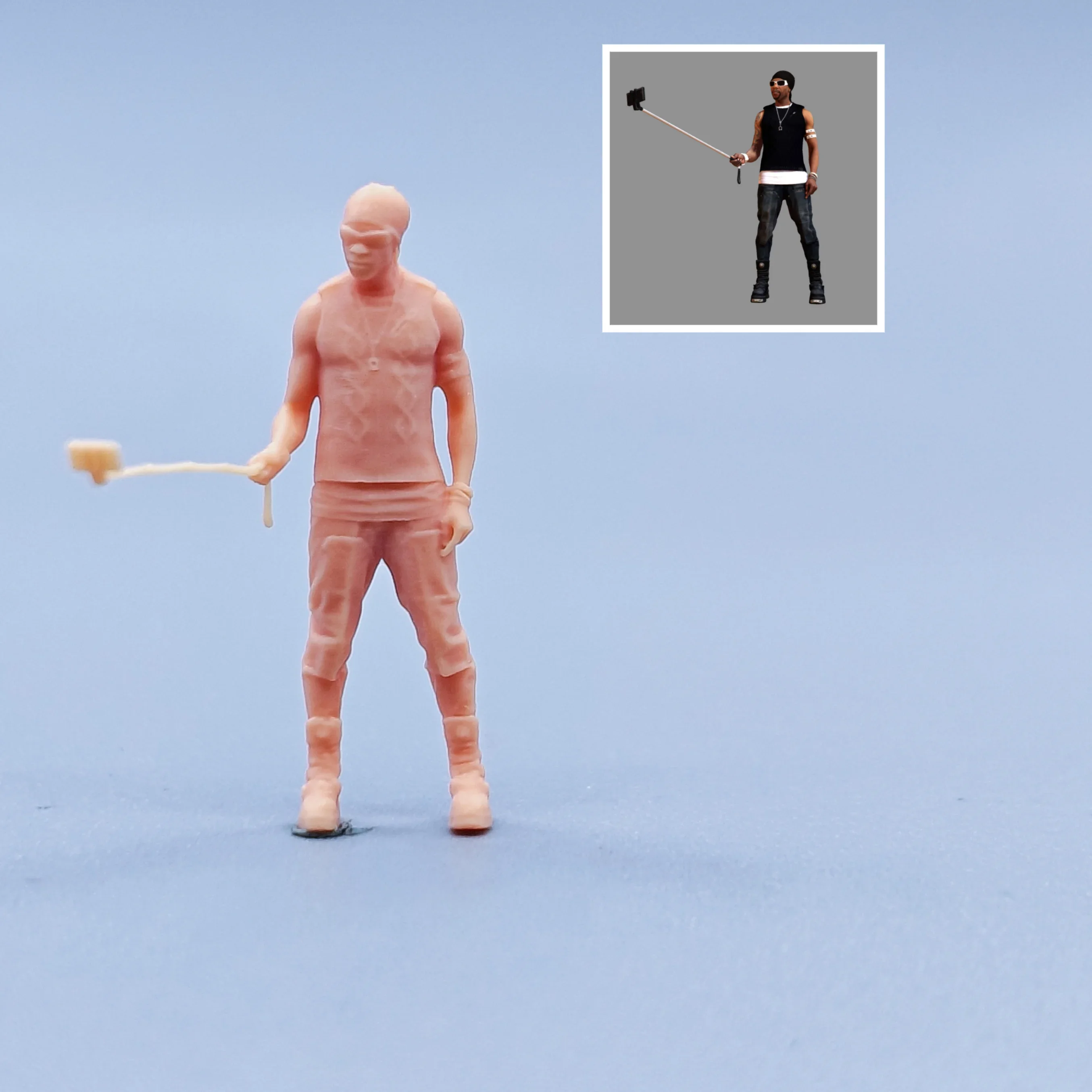 Maßstabsgetreues Modell im Maßstab 1:64, Kunstharz, zum Mitnehmen eines Selfie-Sticks und zum Fotografieren, ungefärbte Miniaturen, Diorama, handbemalt, C311