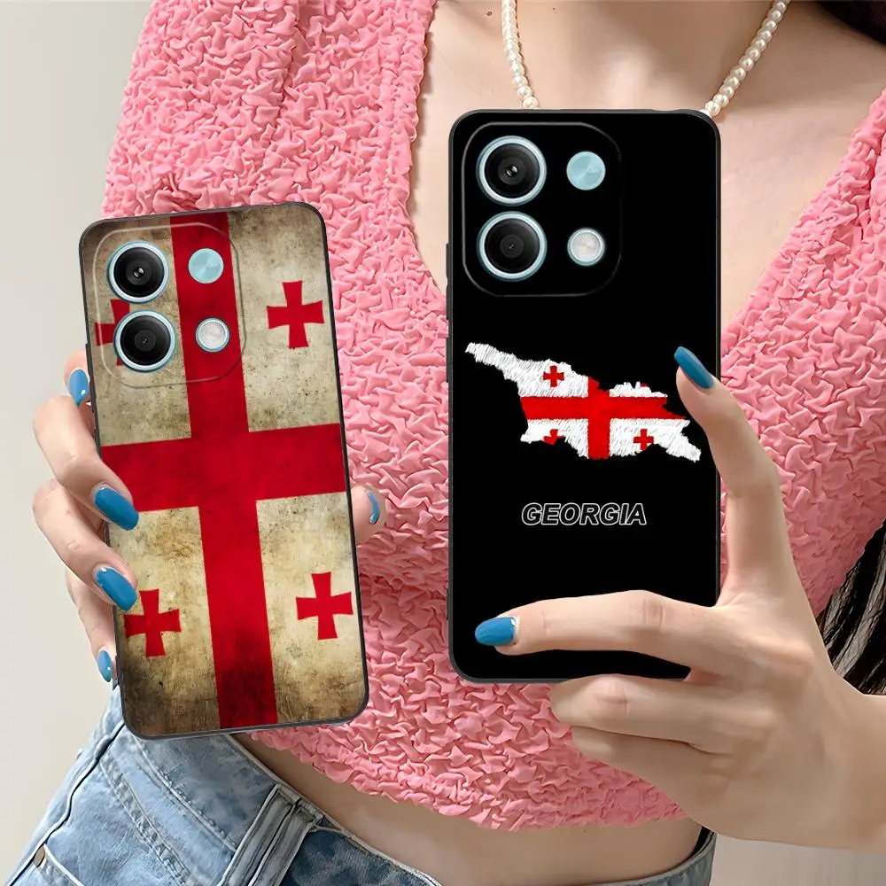 جورجيا العلم المحمول قضية الهاتف الخليوي ل Xiaomi Redmi ملاحظة 14 13 12 11 A5 3 2 1 برو زائد 4G 5G الطباعة الملونة واقية جميلة