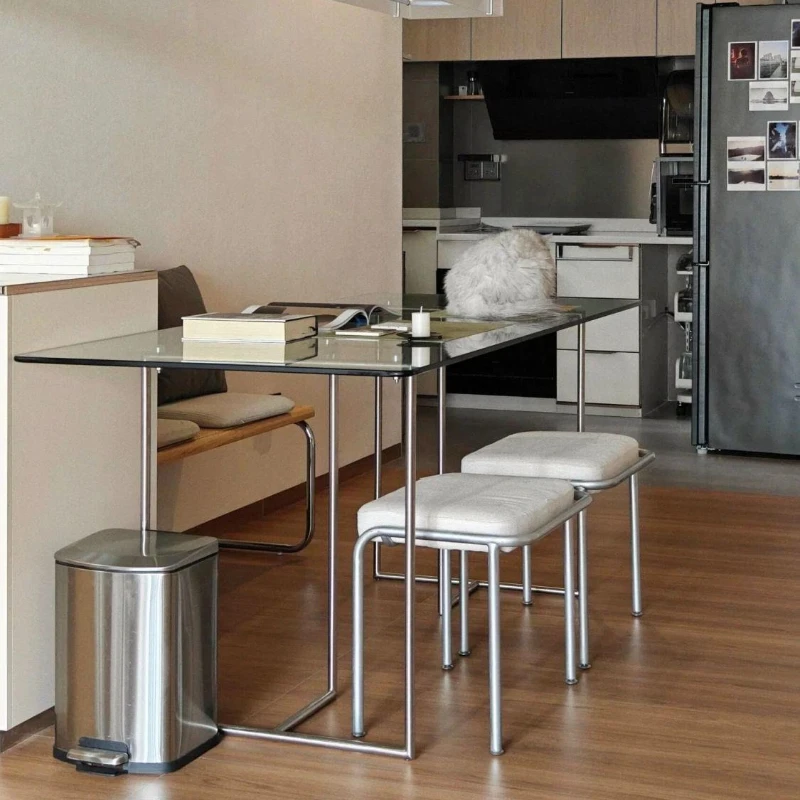 Small apartment glass dining table, household minimalist Italian style, combination bedroom c