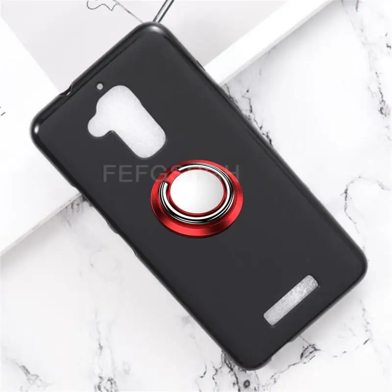 Capa rígida à prova de choque para asus zenfone 3 max zc520tl x008d zc520tl, capa de silicone macia com anel de suporte, suporte dobrável, 5,2 polegadas
