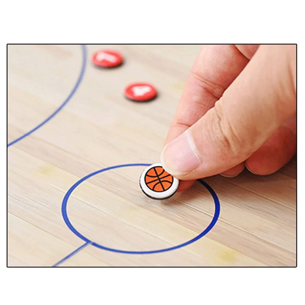 Magnetic Basketball Coaching Board Two Sided Reusable Dry Erase Clipboard PU Cover Double Court Diagram Marker Pen