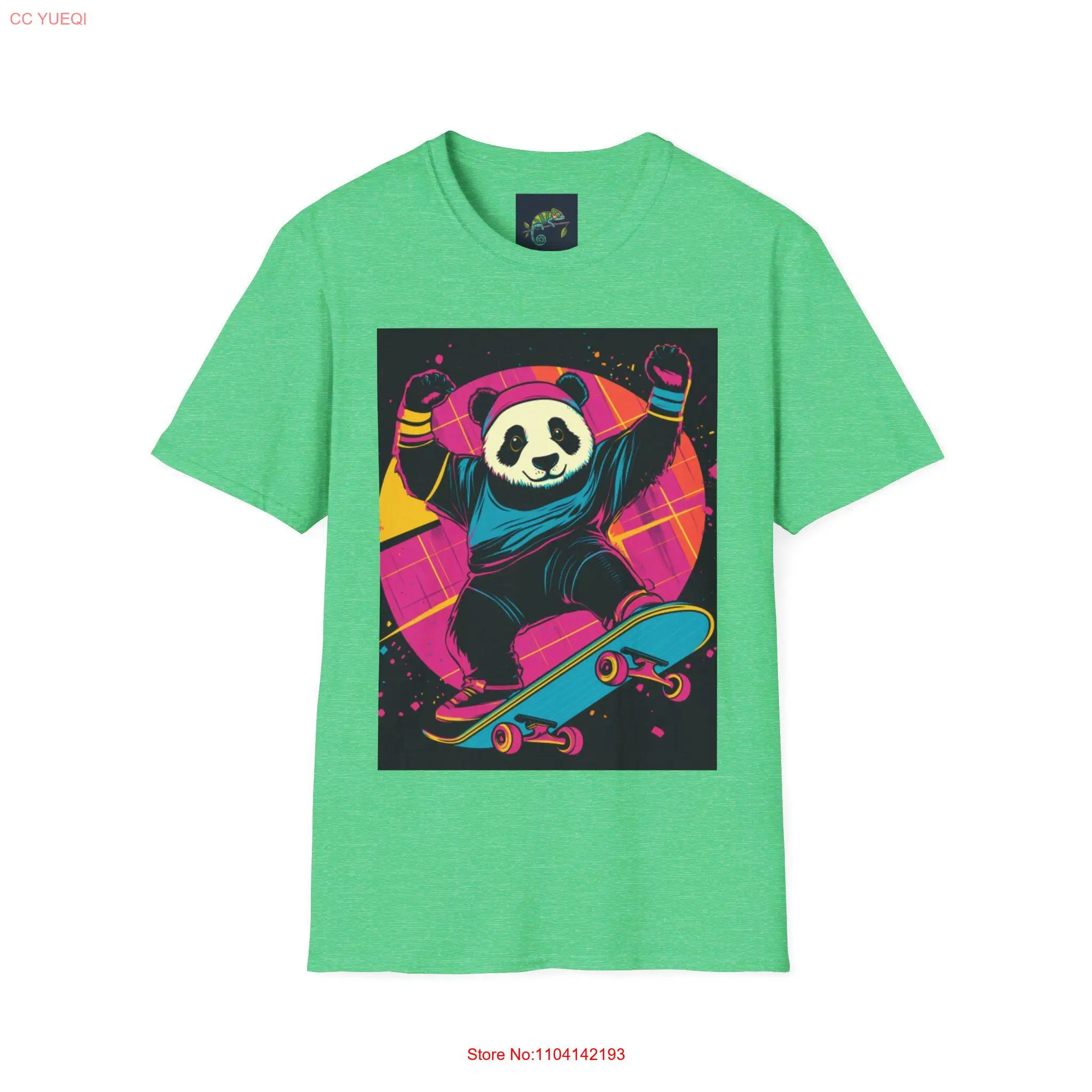 80s Roller Skating Panda T Shirt Design Neon Vector Art Retro Animal Theme Fun and Playful Print Unique Fashion