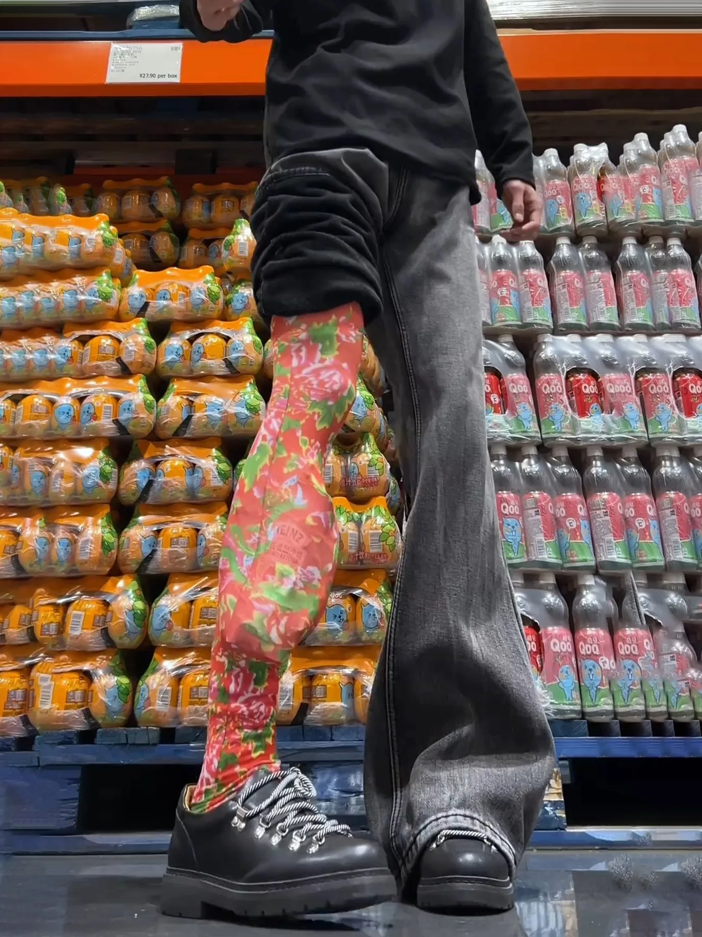 

Men's Winter Fce Lined Denim Jeans Lightning Bamboo Texture Straight Leg Micro Flared Pants Lengthening Effect American Re...