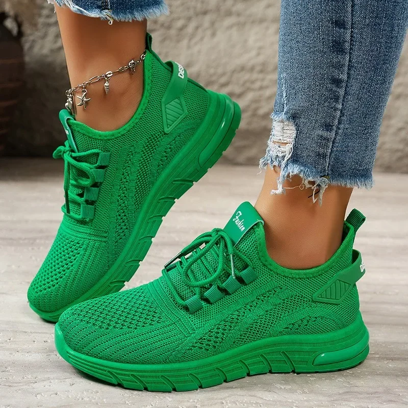 

New Women's Flat Sneakers Comfortable Lightweight Women Running Shoes Breathable Lace-up Casual Shoes Fashion Mesh Walking Shoes