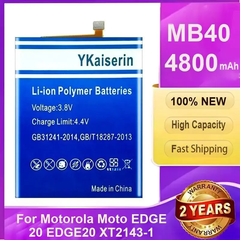 

Аккумулятор YKaiserin MB40 4800 мАч для Motorola Moto EDGE 20 EDGE20 XT2143-1 Bateria