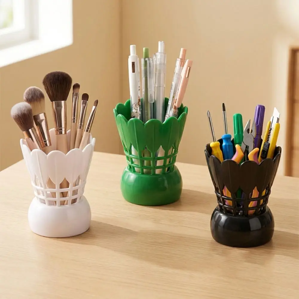 Multifunctional Badminton Pen Holder Creative Stable Round Base Pencil Holder Shuttlecock Shape Makeup Brush Storage