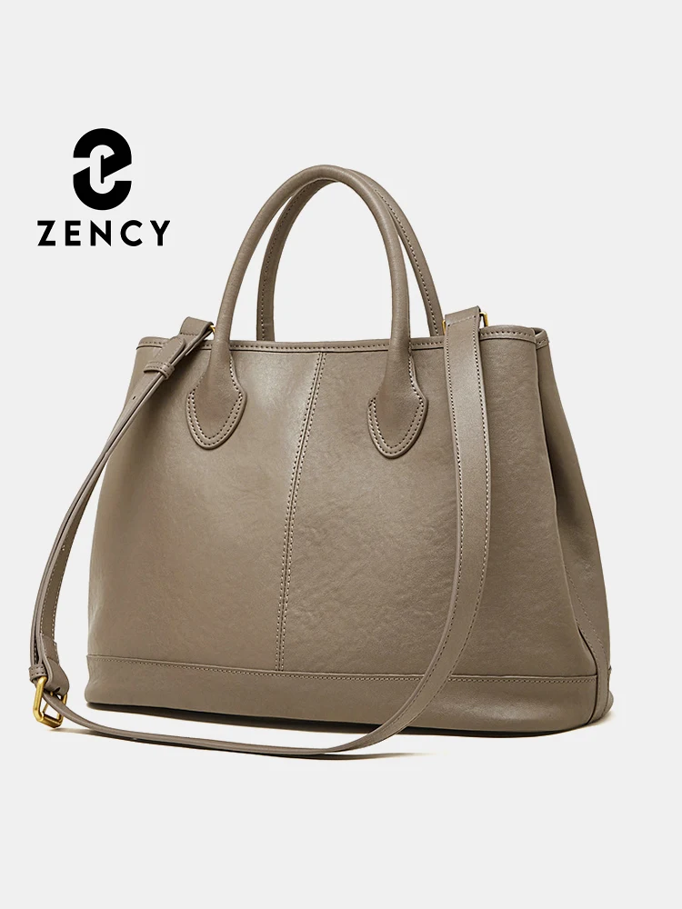 Zency Women Handbags Genuine Leather Large Capacity Top-handle Bag Versatile Shoulder Tote