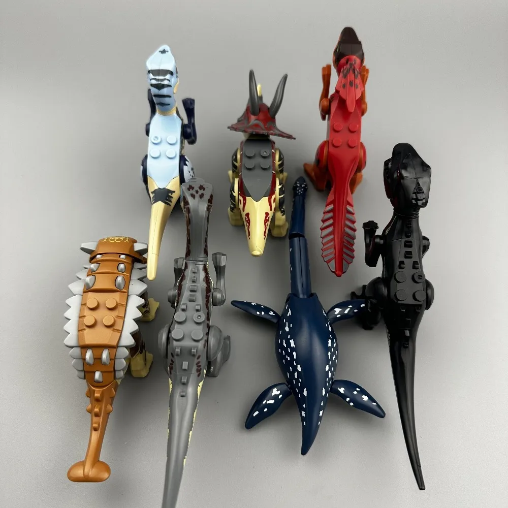 Mini Action Dinosaurs World Velociraptor Triceratops Indominus T-Rex Model Building Blocks Assemble Educational Toys For Kids