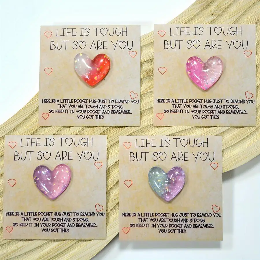 1/5/10/20/50/100pcs 1/4 units, Sentimental Resin Pocket Hugs Accompanied by Inspirational Cards — Perfect for Birthdays, Wedding