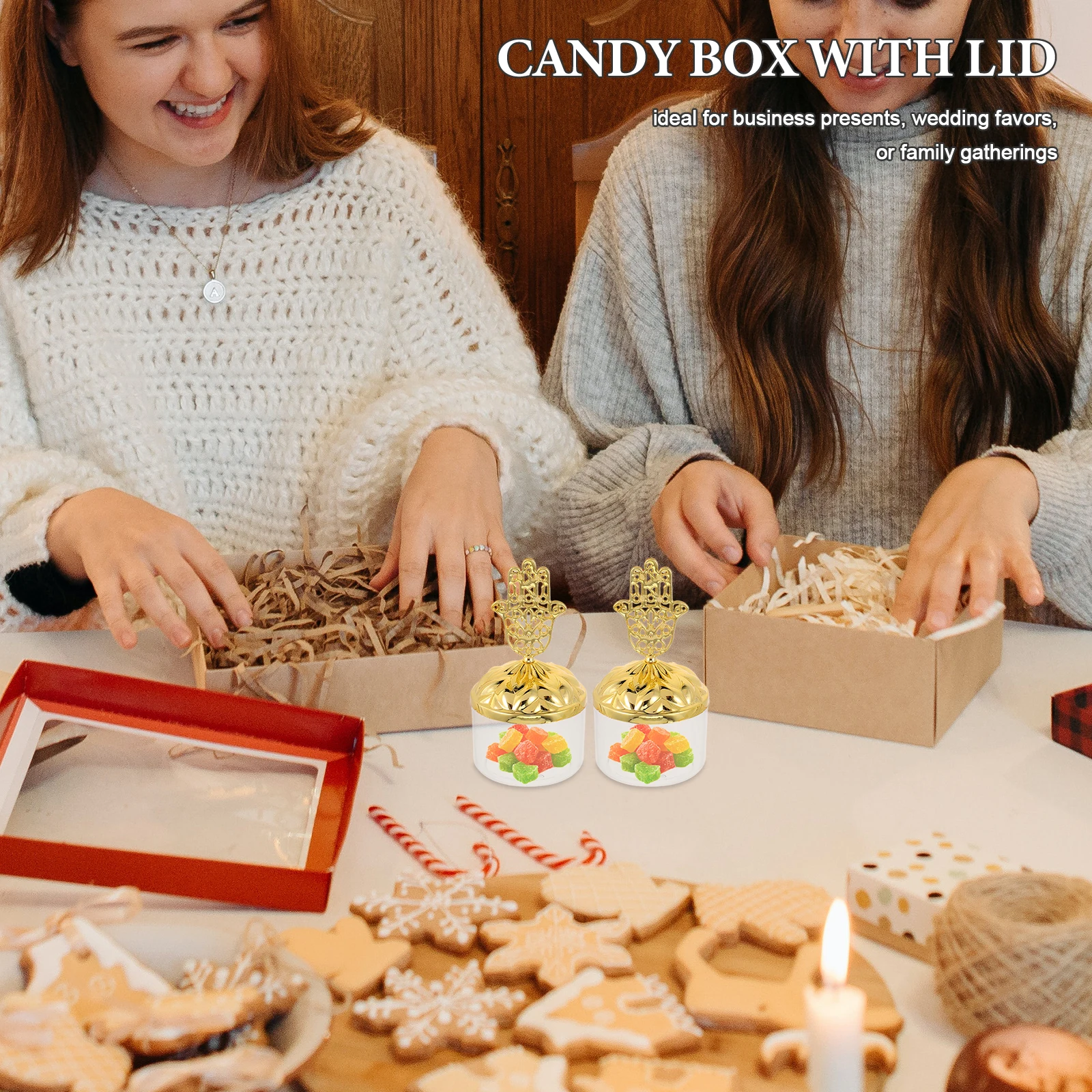 

10pcs Hand Transparent Candy Box Plastic Jar Party Favor Middle Eastern Gift Jewelry Storage Container Container