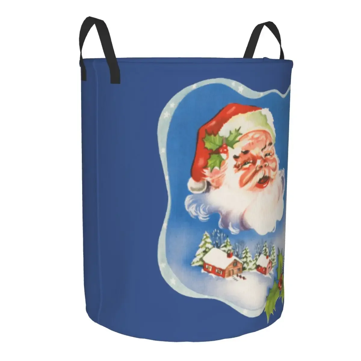 Christmas Retro Santa Claus Laundry Hamper Large Storage Basket Jolly Santa Happy Holidays Kids Nursery Toy Organizer