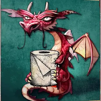 재미있는 드래곤 욕실 레트로 금속 주석 간판-나는 부러진 하트에 앉아 있고, 똥을 내야 만하지만 방귀 변기 종이 트림 