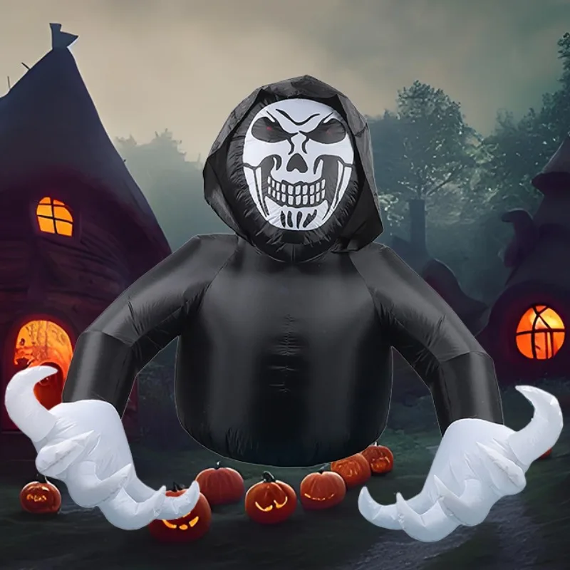 6.8피트 할로윈 풍선 장난감 해골 무서운 유령 장식 외부 Grim Reaper Giant Scary Blow Up Yard Decor Inflatables