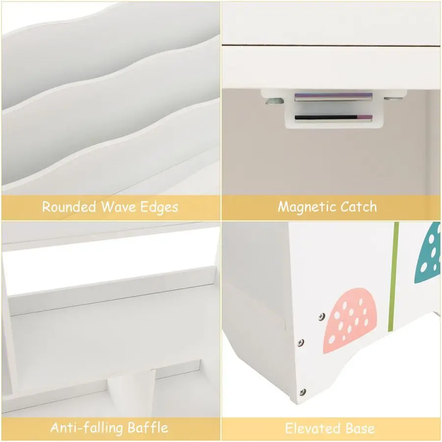 Scaffale per bambini e organizer per riporre giocattoli, libreria multifunzionale per bambini con ripiano Montessori a 3 livelli, libro e giocattoli per bambini