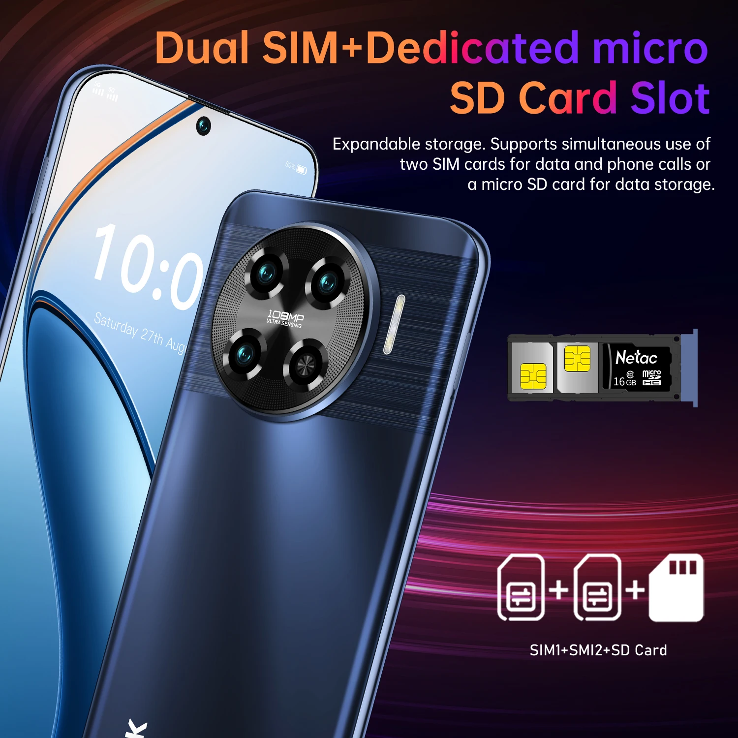 Global Version Spark20Pro  5G Smartphone 7.6 Inch 16GB RAM+1024GB ROM Snapdragon8gen3,108MP Camera 7800Mah Battery Android Phone