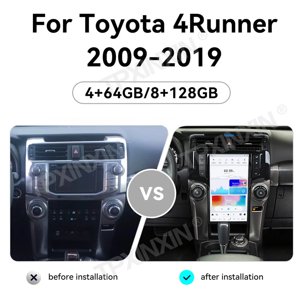 13.6 بوصة لتويوتا 4 عداء 2009 إلى 2019 سيارة أندرويد 13.0 carplay نظام تحديد المواقع والملاحة السيارات شاشة تعمل باللمس مشغل وسائط متعددة رئيس وحدة #2
