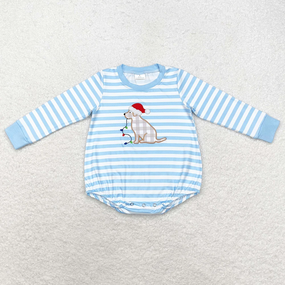 Boutique Baby Infant Boys Rompers Christmas Tree Dogs Embroidery Long Sleeve Rompers Fashion Toddler Boys Clothes Rompers New