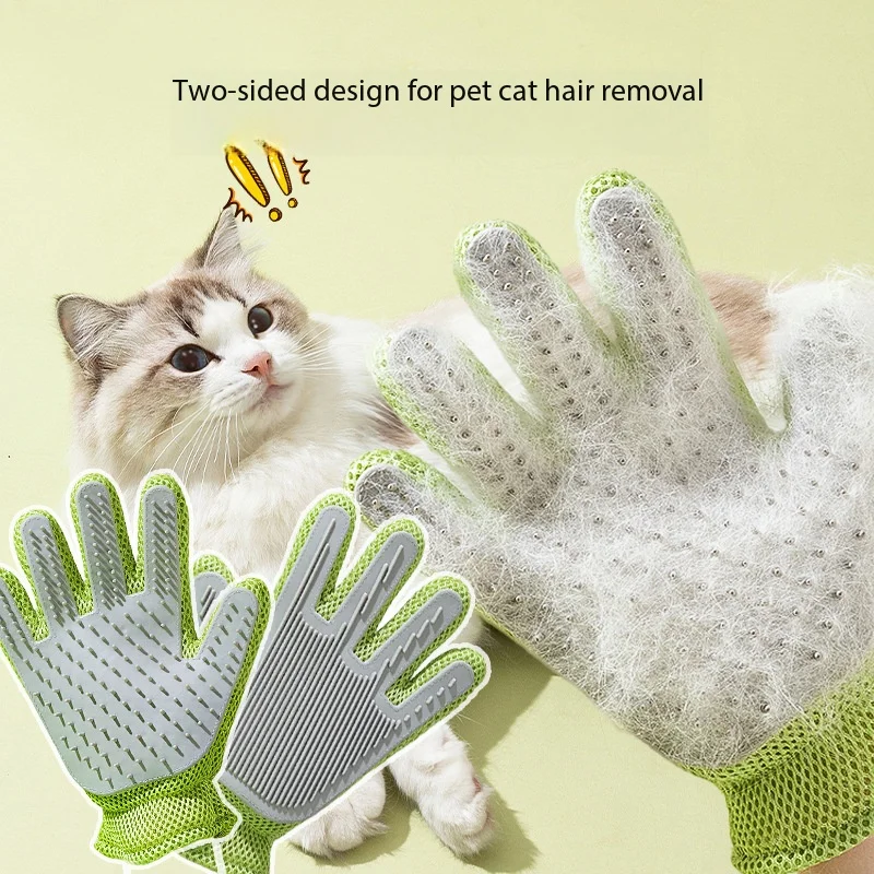 

Pet Grooming Glove 2 in 1 Silicone Hair Remover Brush for Dogs and Cats