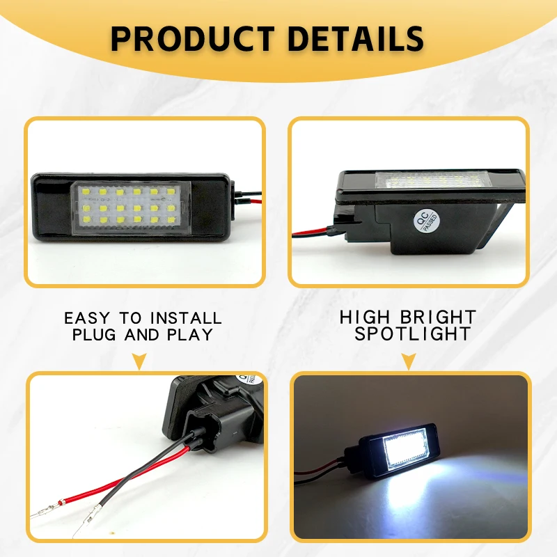 2x سيارة الخلفية 18 LED مصلحة الارصاد الجوية رقم الترخيص لوحة ضوء مصباح 6000K لبيجو 106 207 307 308 406 407 لسيتروين C3 C4 C5 C6 C8 #4