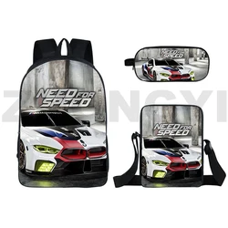 Need for Speed 3D Backpack Hot Car NFS Kids School Bags 3 Pcs/Set Racing Game Canvas Backpack Men Teens Back Pack Crossbody 2022