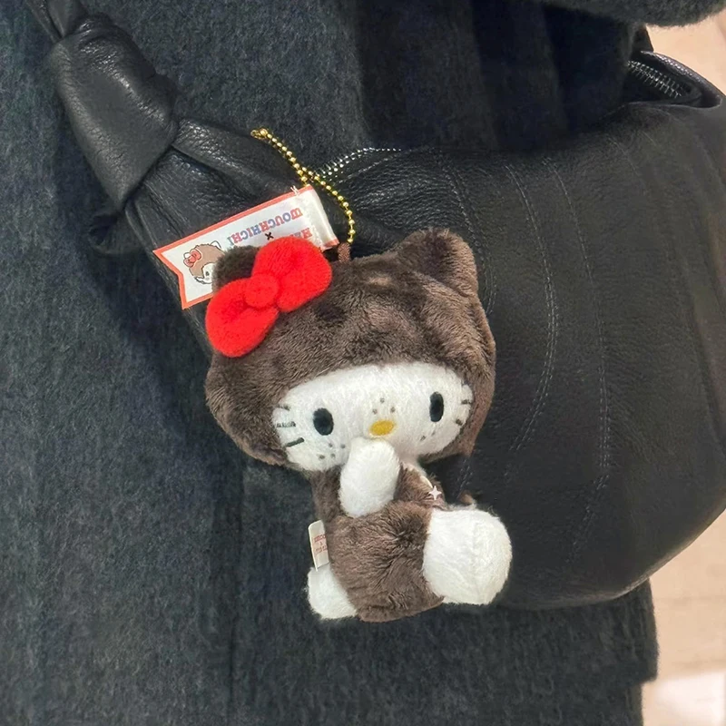 Kawaii Sanrios Hellokittys Freckled Plush Keychains Anime Kitty Cat Plushie Toys Doll for Girls Backpack Keyring Hanging Gifts