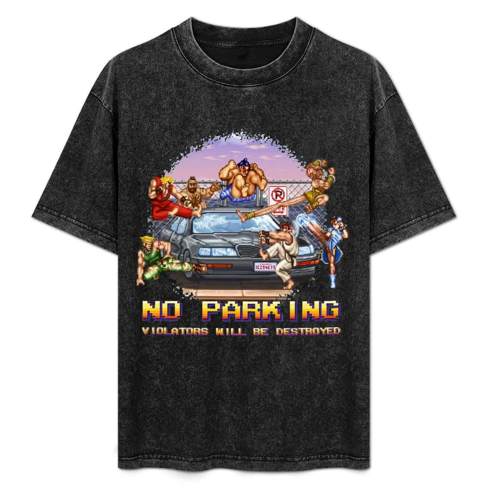 

Street Fighter No Parking Violators will be Destroyed T-Shirt Quick Dry Training Short Sleeve Tee