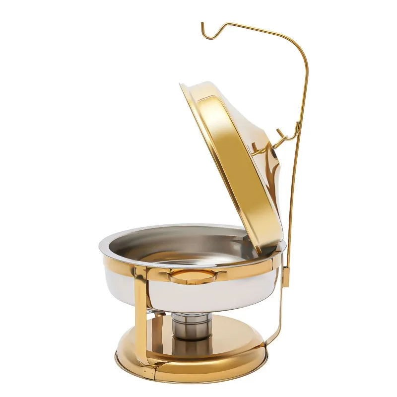 Set da buffet per scaldavivande in acciaio inossidabile: riscaldamento durevole ed efficiente, disponibile in oro e argento, perfetto per mantenere il cibo caldo