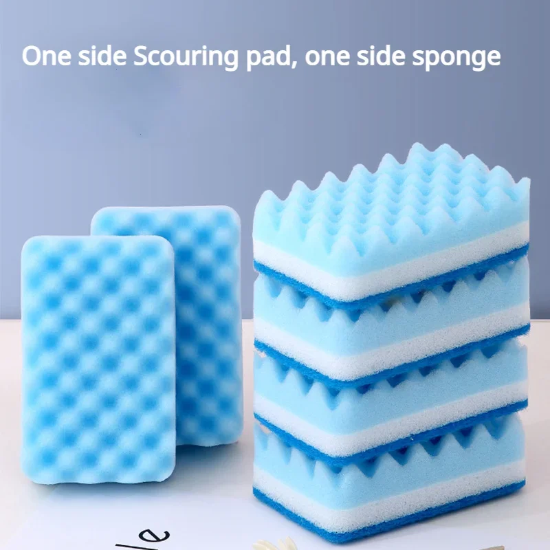 

5Pcs Blue Dishwashing Sponge Wood Pulp Cotton Color Magic Cleaning Sponge Remove Rust Pot Brushes Kitchen Washing Tool
