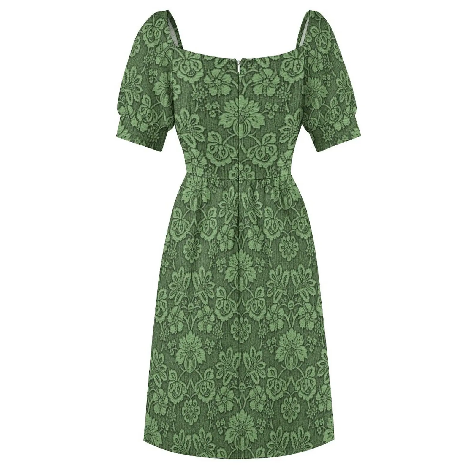 GREEN DAMASK Pop Art Kurzarmkleid, elegante und hübsche Damenkleider, Ballkleid