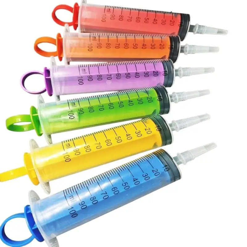 Easy Clean Industrial Syringe 60ml 100ml Colored Push-Rod Ring for Glue Injection, Adhesive Transfer & DIY Craft