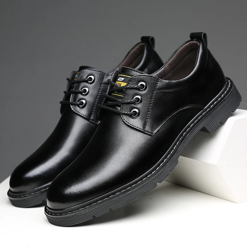 

Leather Men Business shoes lace up oxfords Black Formal Wedding Basic Men Dress Shoes outdoor Fashion men shoes
