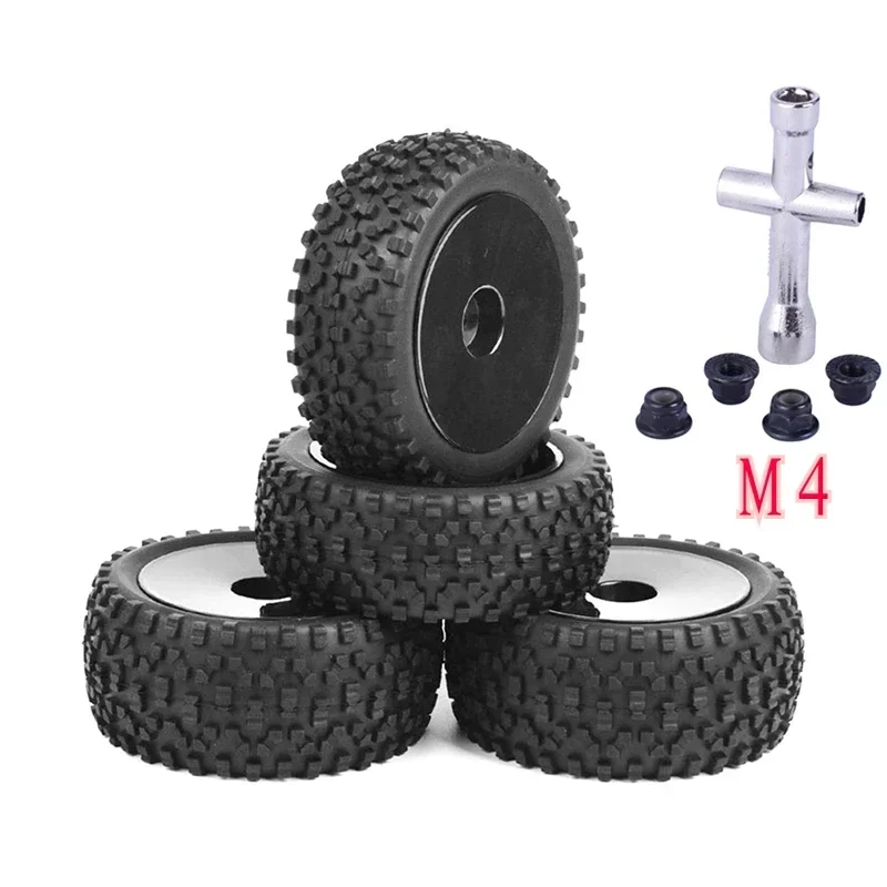 4개 85mm 타이어 휠 타이어 Wltoys 144001 124019 104001 RC 자동차 업그레이드 부품 1/10 1/12 1/14 스케일 오프로드 버기용