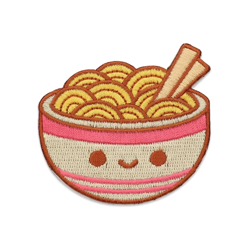 Cute Cartoon Noodles Embroideried Patch Applique for Clothing Hoodies Jackets Hats Iron On Badge Sew on Accessories