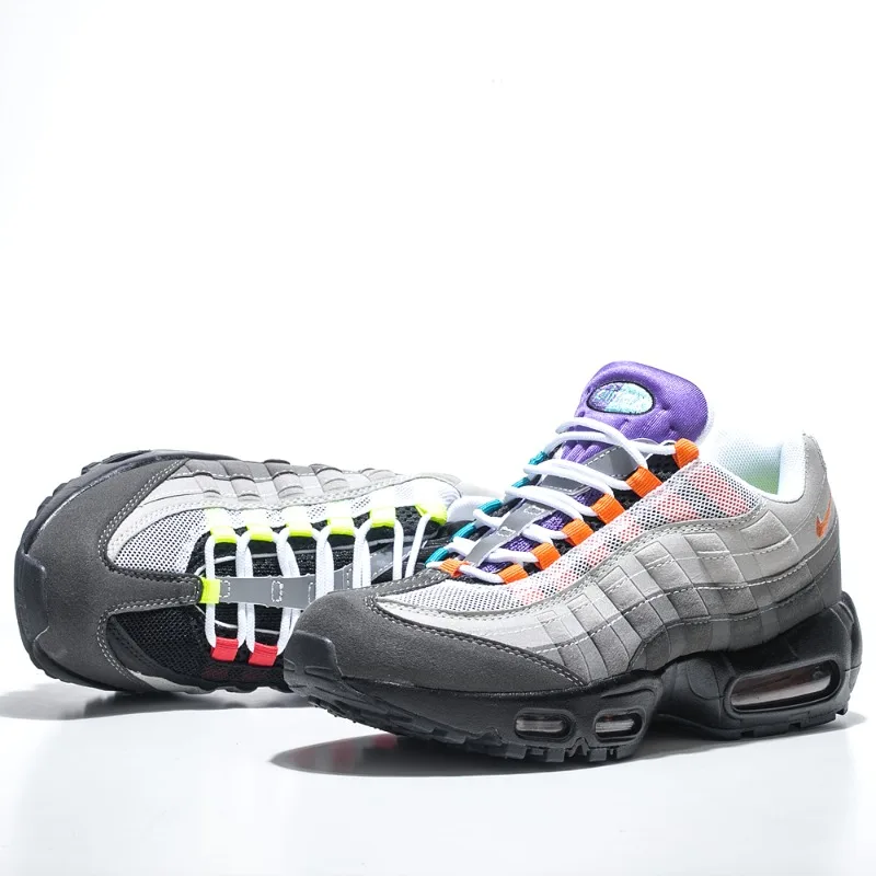 Nike Air Max 95 Abu-abu Hitam Hijau Fashion TrendyAir Cushion Nyaman Luar Ruangan Pria Wanita Sepatu Olahraga Lari Uniseks Sepatu