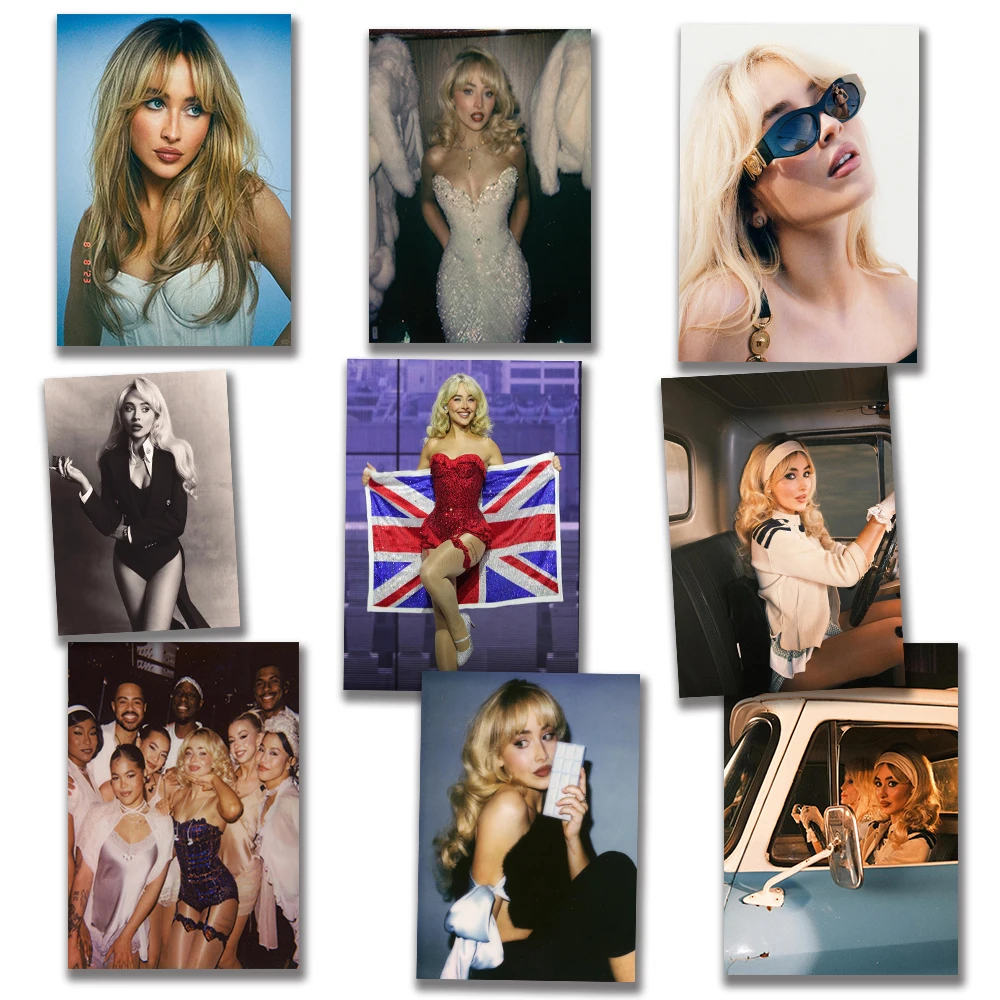 G05 أزياء الممثل الفيلم الشاب المشاهير المغني مثير فتاة سابرينا نجار الفن نسيج الحرير المشارك داخلي جدار اللوحة ديكور